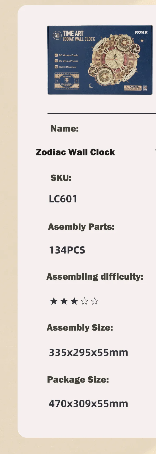 Zodiac Time Bender: 3D Wooden Puzzle Clock