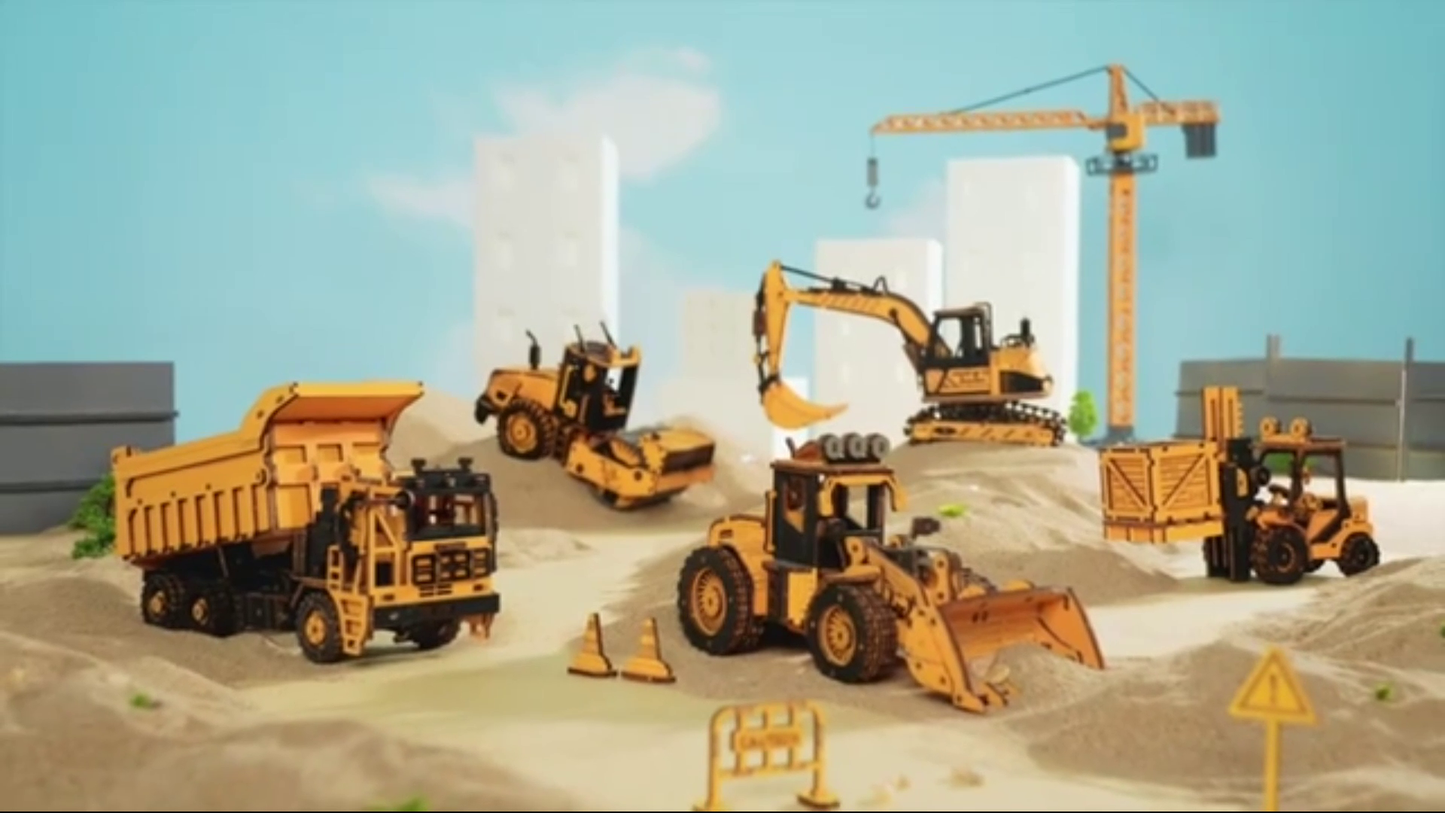 Build & Play: Engineering Vehicle Building DIY 3D Wooden Puzzle Toy Set
