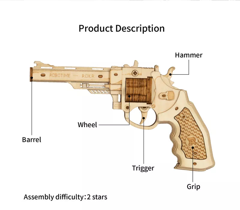 Gift of 3D Wooden Puzzle - CORSAC M60 Revolver Gun Toy