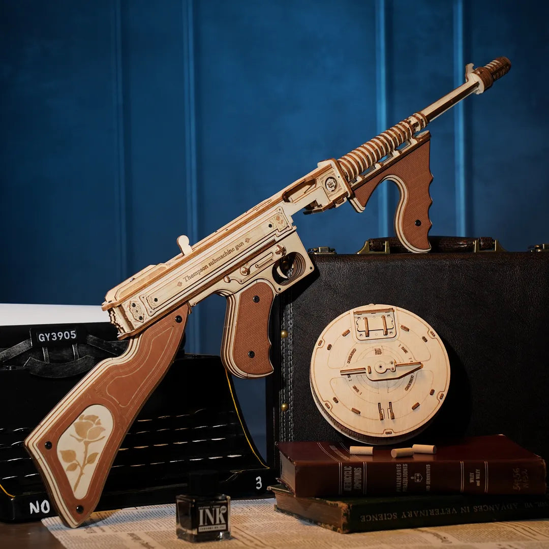Thompson Submachine Gun Toy DIY Model 3D Wooden Puzzle