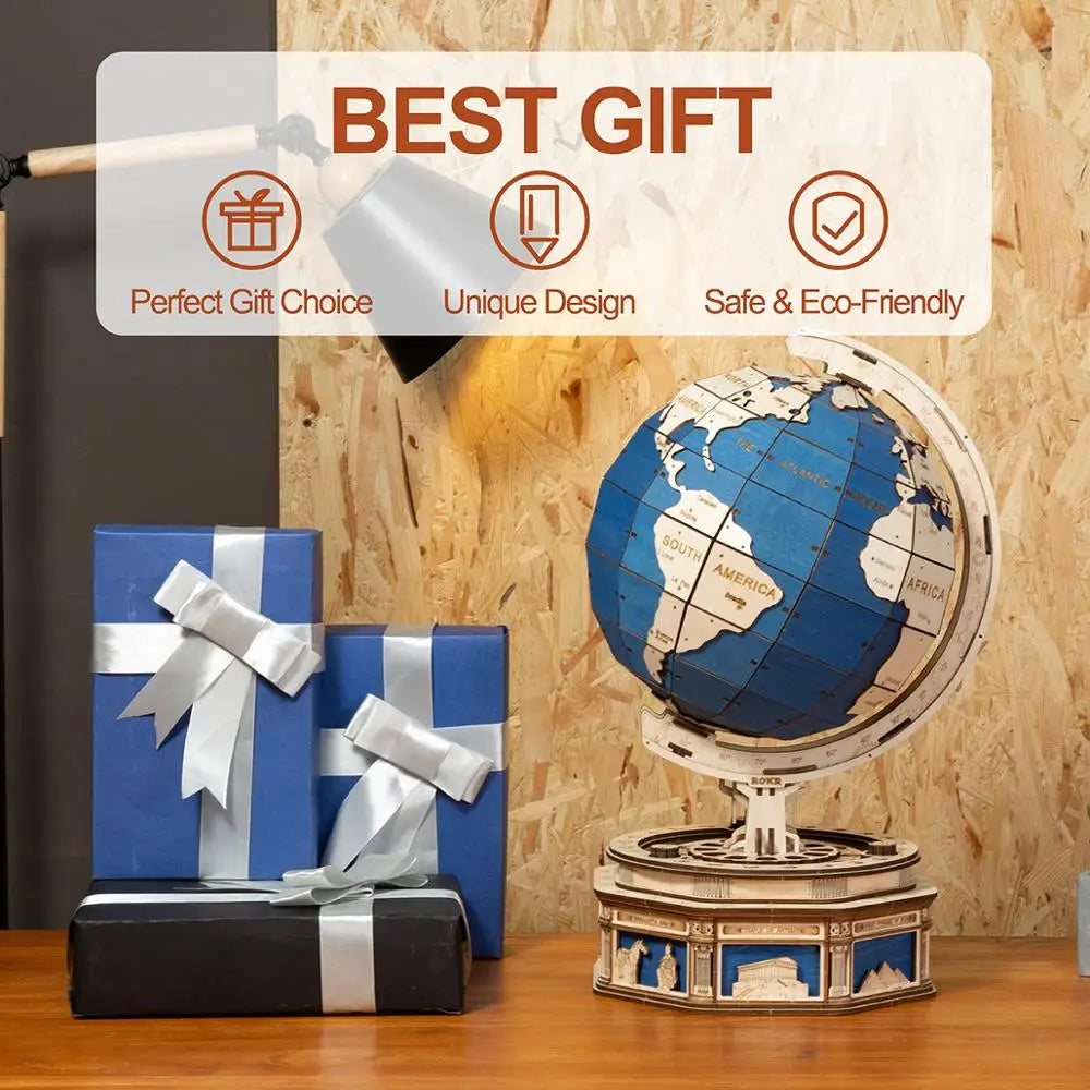 3D Wooden Puzzle Globe: Unique Rotatable DIY Toy Gift and Home Decoration