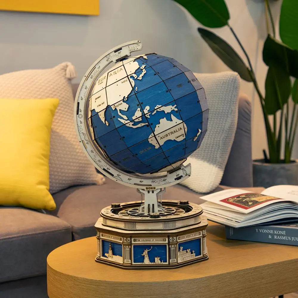 3D Wooden Puzzle Globe: Unique Rotatable DIY Toy Gift and Home Decoration