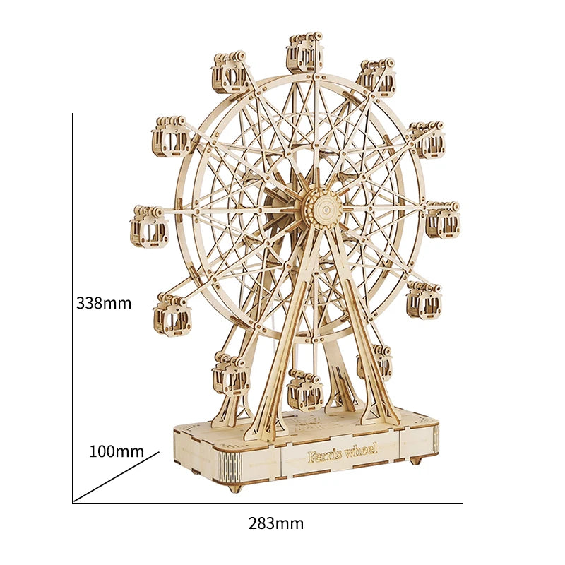 DIY Wooden Ferris Wheel Rotating 3D Puzzle Music Box by Robotime