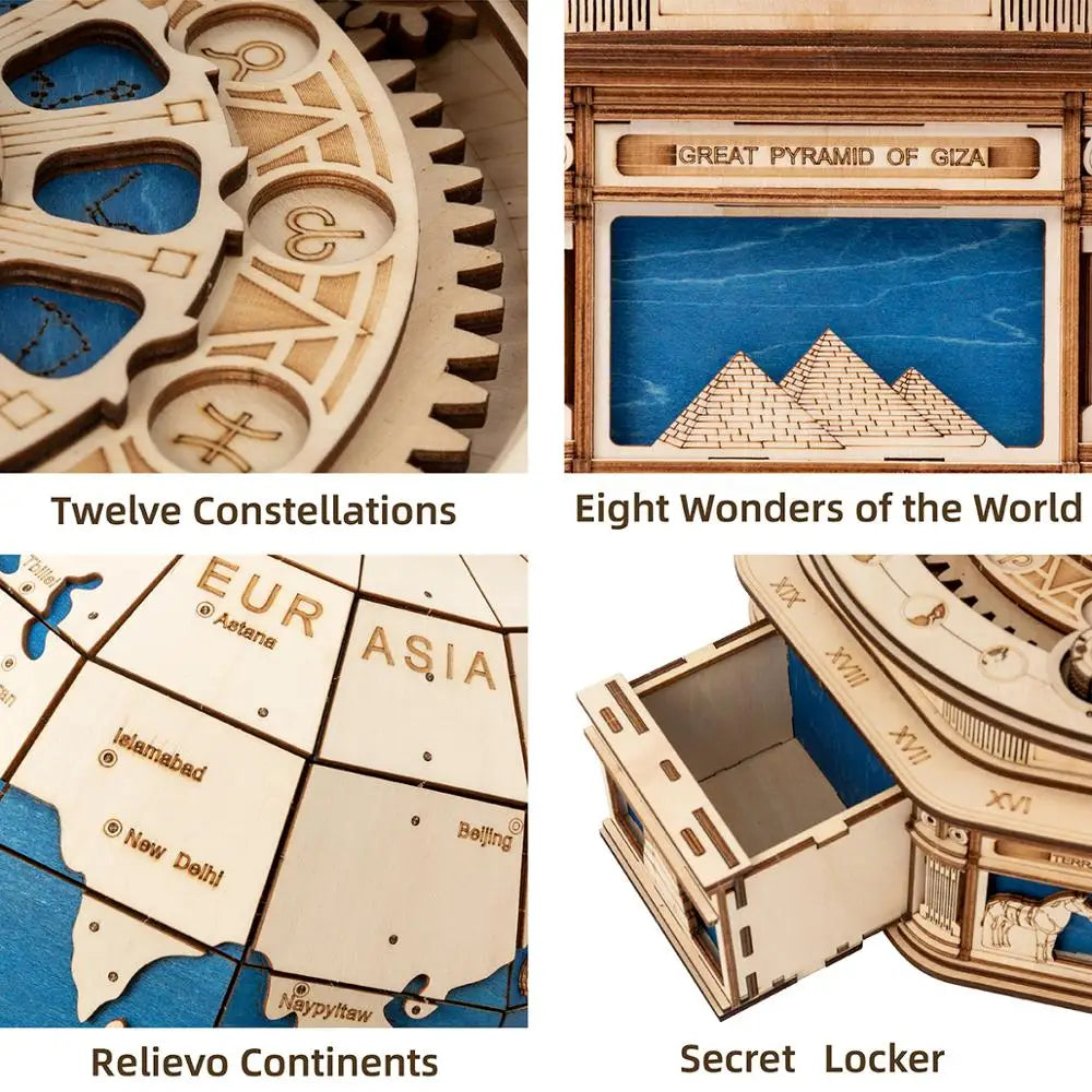 3D Wooden Puzzle Globe: Unique Rotatable DIY Toy Gift and Home Decoration
