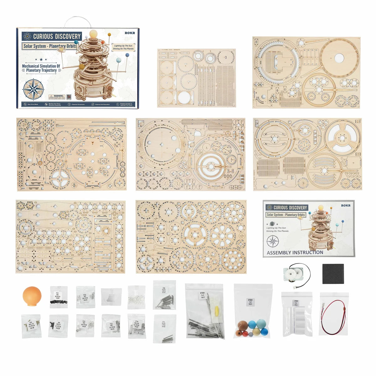 Mechanical Solar System model Rotatable DIY 3D Wooden Puzzles