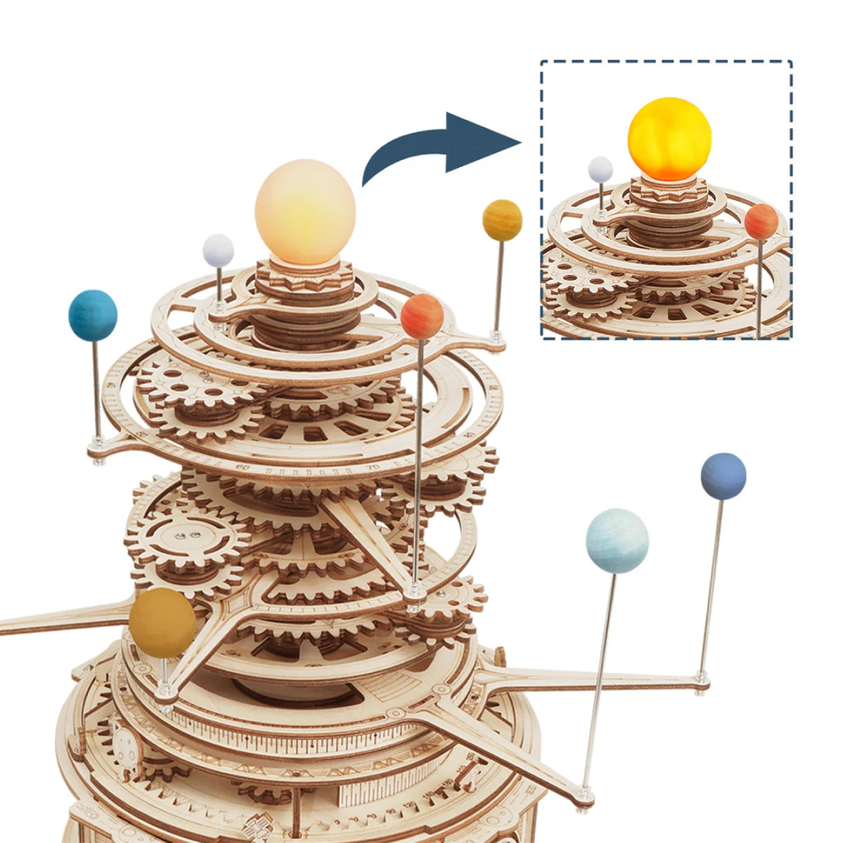 Mechanical Solar System model Rotatable DIY 3D Wooden Puzzles