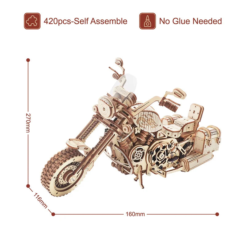 Cruiser Motorcycle DIY 3D Wooden Puzzle Model