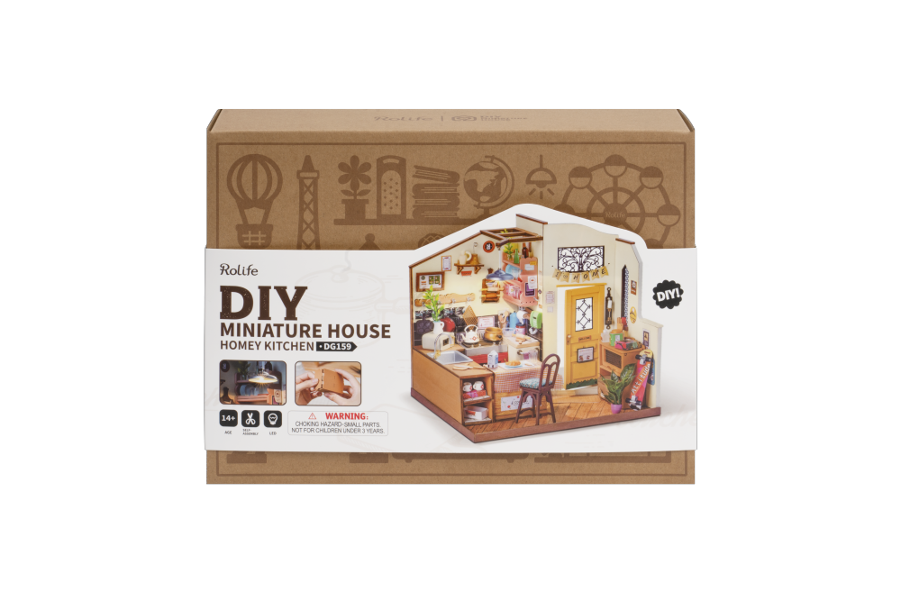 Miniature Homey Kitchen: 3D Wooden Puzzle Dollhouse