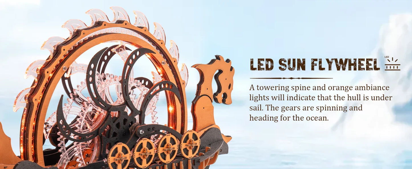 Liigutatav viikingilaeva mudel 3D puidust pusle