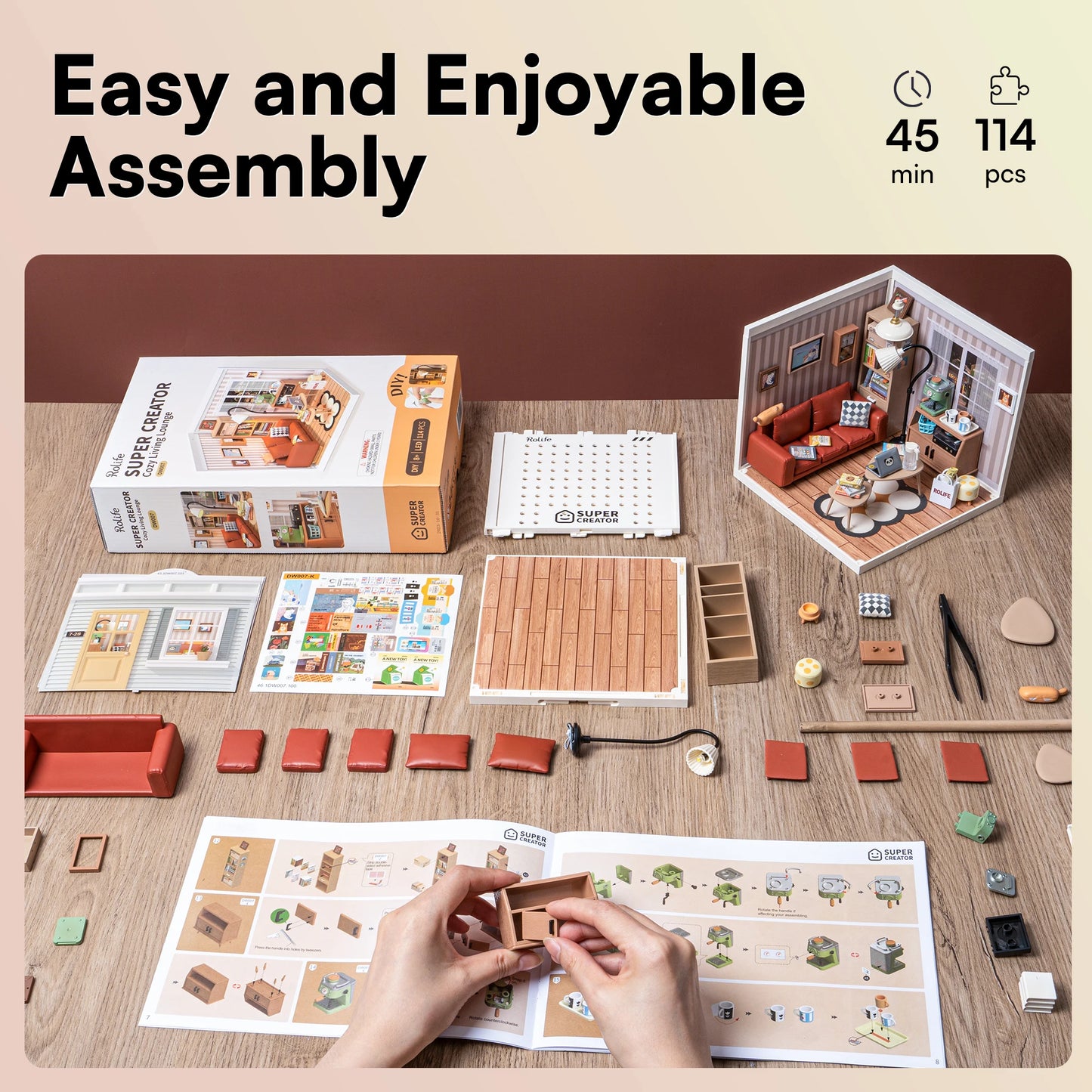 Rolife DIY Miniature House 3D Puzzle Model Cozy Living Lounge