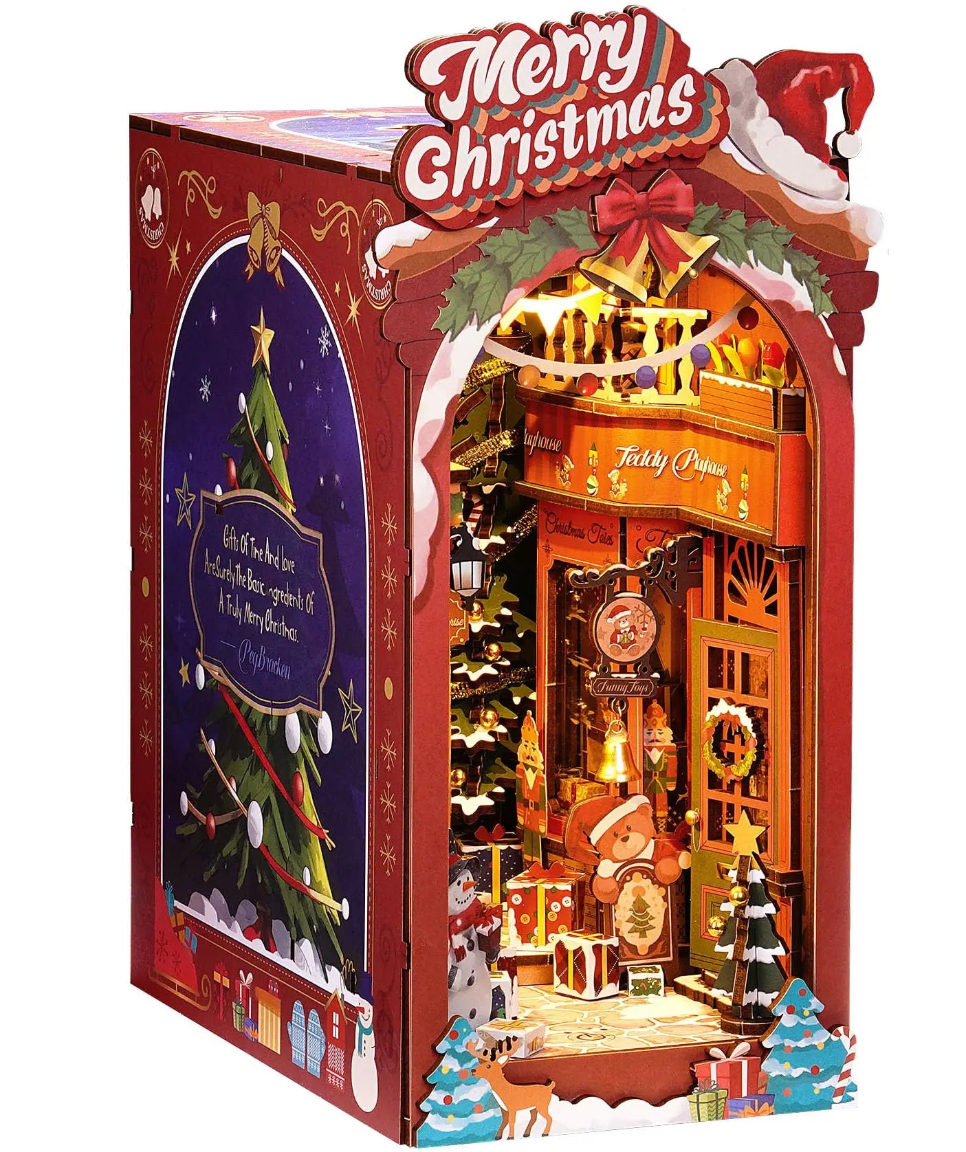 3D Wooden Puzzle Miniature Christmas House Bookshelf Decoration