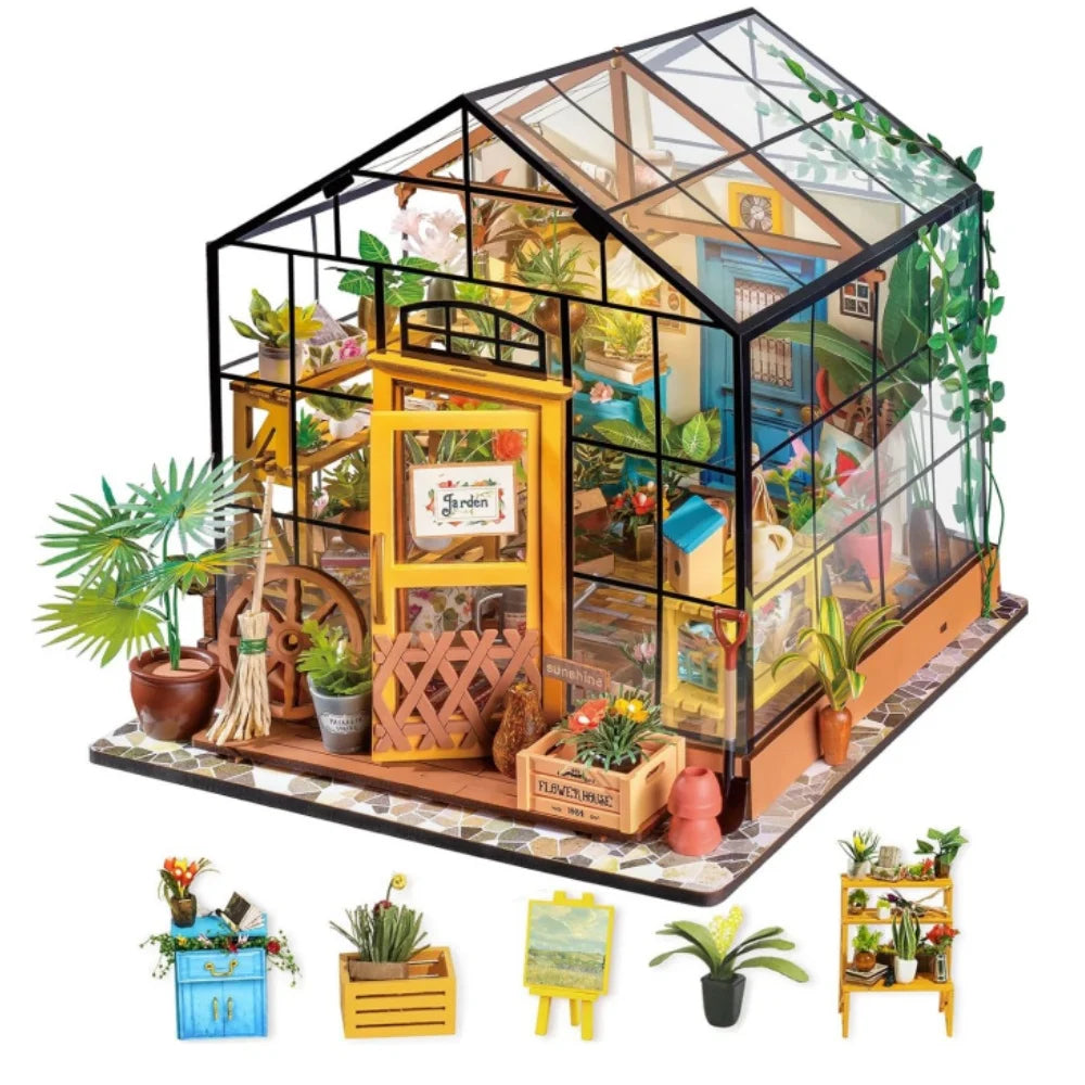 DIY Dollhouse Mini Green House Cathy's Flower House