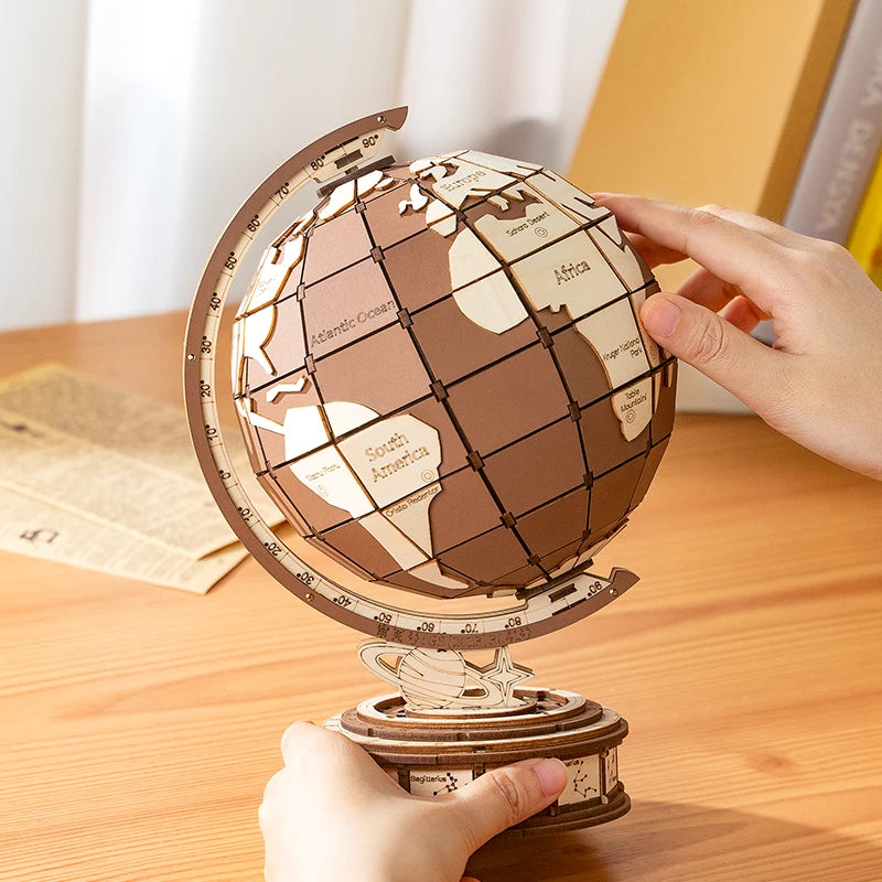 3D Wooden Puzzle Globe - DIY Model Building Kit for Home Decor