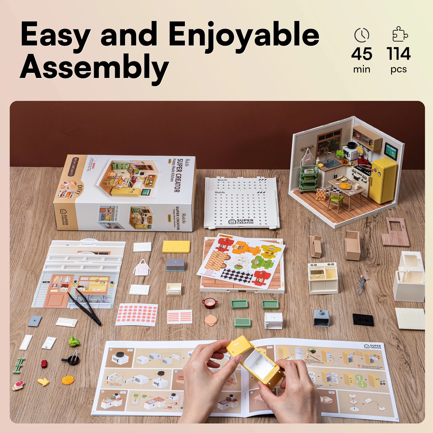 Rolife DIY Miniature House 3D Puzzle Model Happy Meals Kitchen