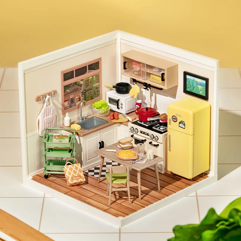 Rolife DIY Miniature House 3D Puzzle Model Happy Meals Kitchen