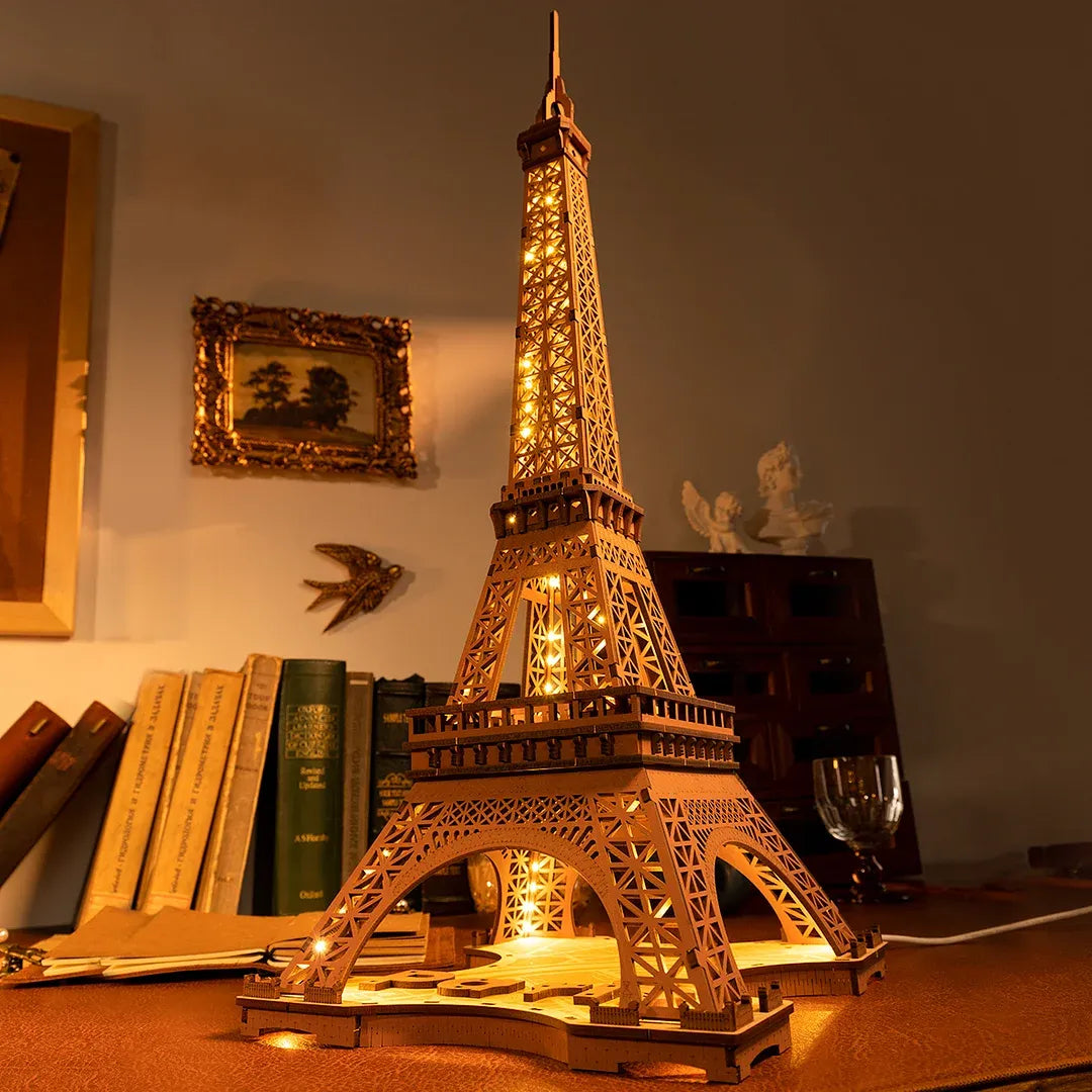 Night of the Eiffel Tower 3D Wooden Puzzle Miniature