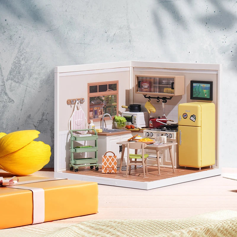 Rolife DIY Miniature House 3D Puzzle Model Happy Meals Kitchen