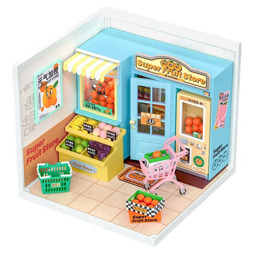 Super Creator Daily Plastic DIY Miniature House Cafe Supply Store Building Block Sets.