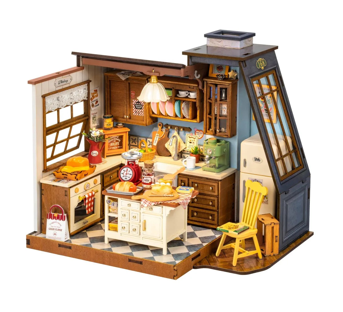 Rolife Baking Kitchen – DIY Wooden Miniature Dollhouse Kit
