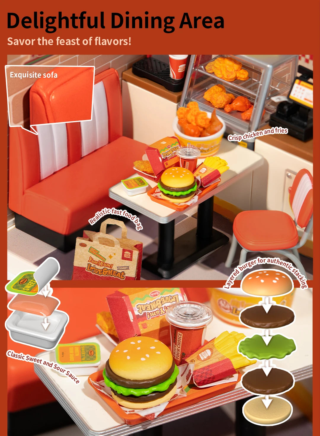 Super Creator Dollhouse Series - Yum Burgers, Cheers Bar & Sweet Sips Tea