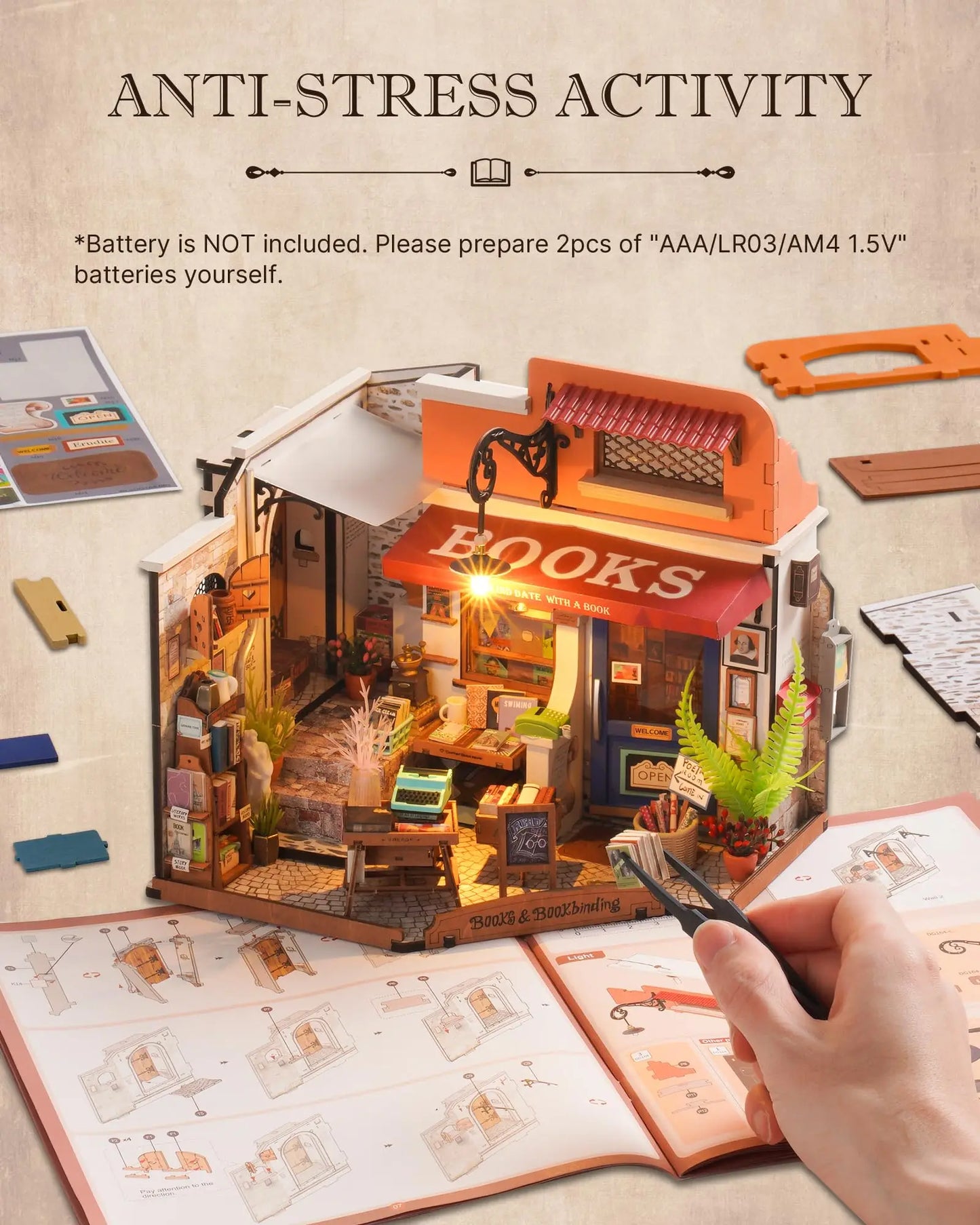 DIY Miniature House Corner Bookstore