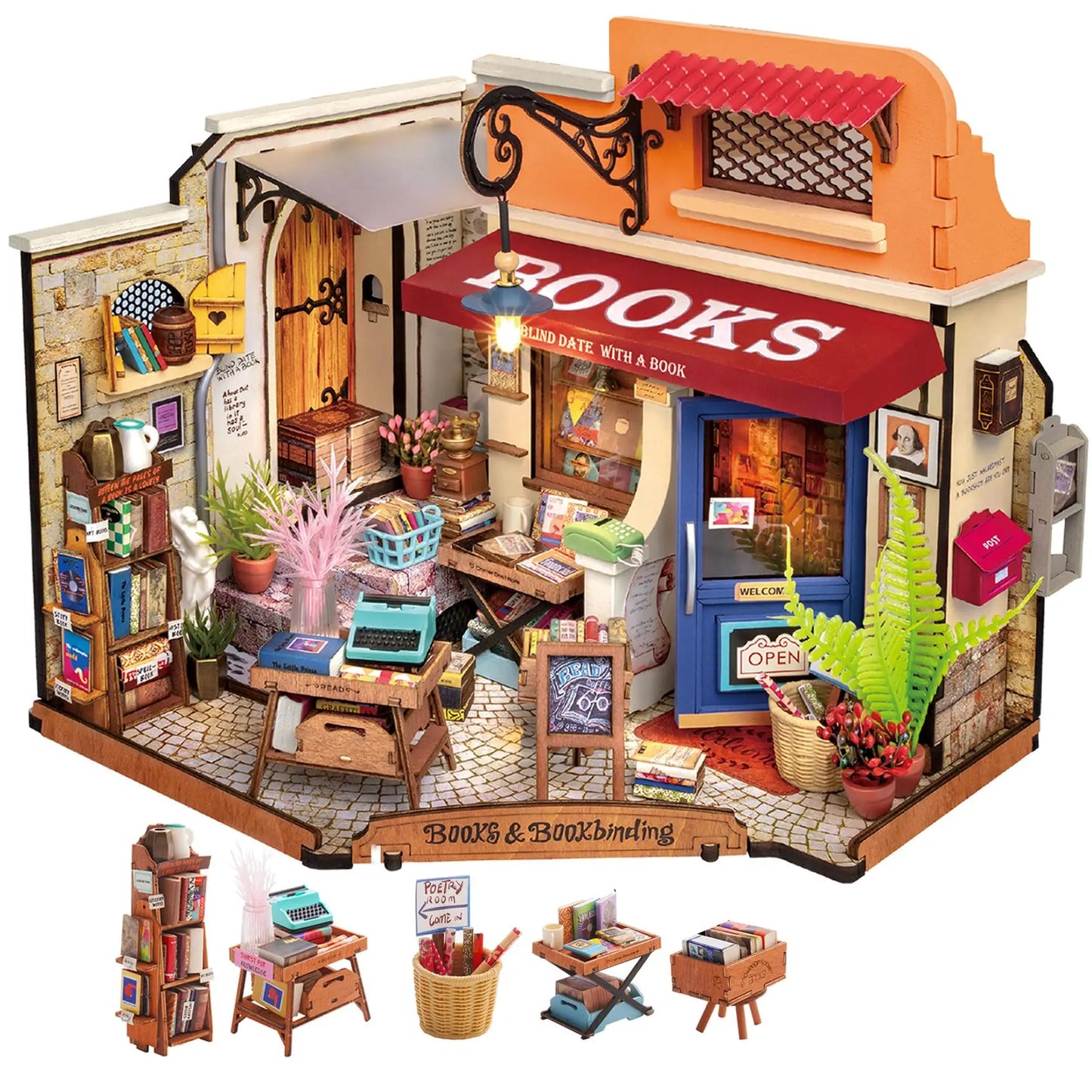 DIY Miniature House Corner Bookstore