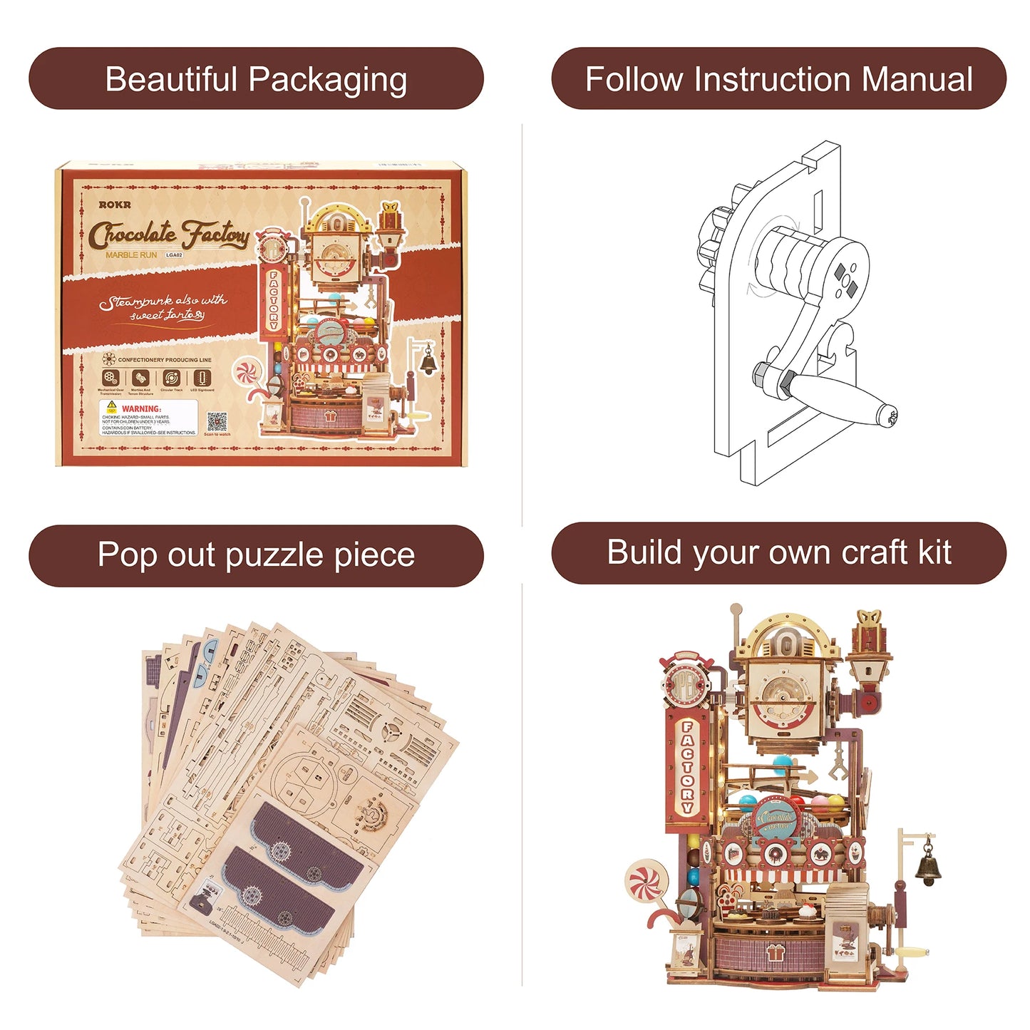 3D Wooden Puzzle Chocolate Factory