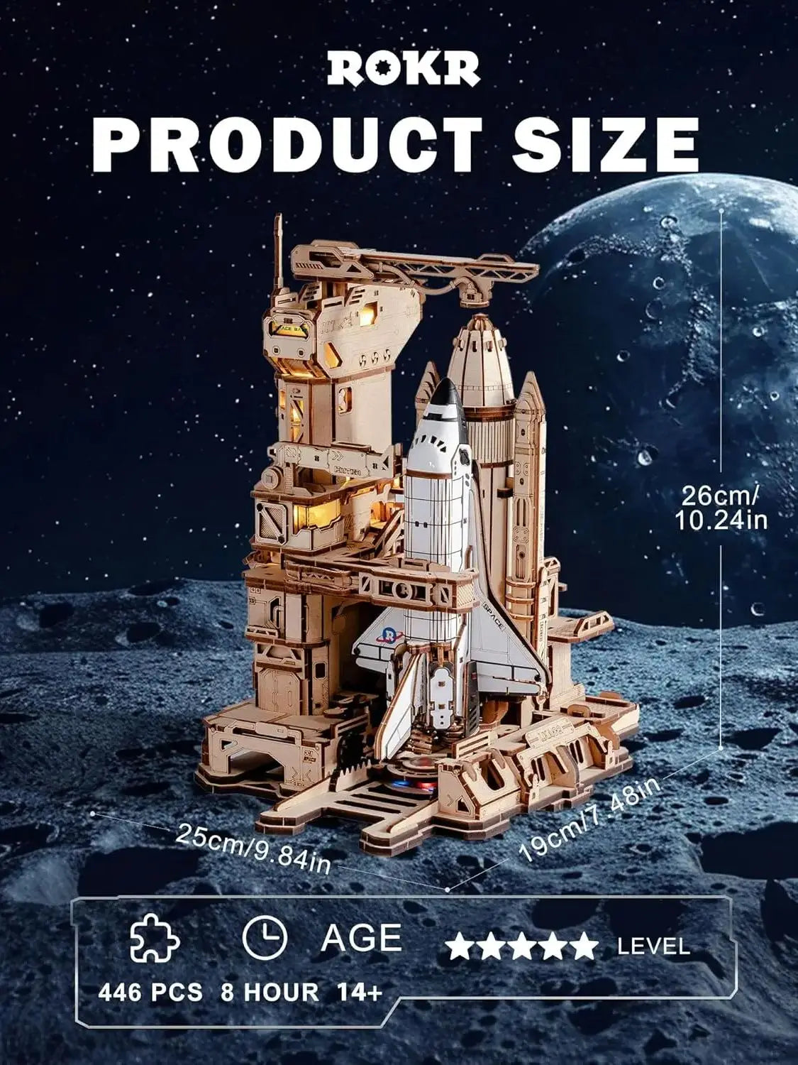 ROKR 3D Wooden Puzzle – Space Shuttle Model Kit for Adults