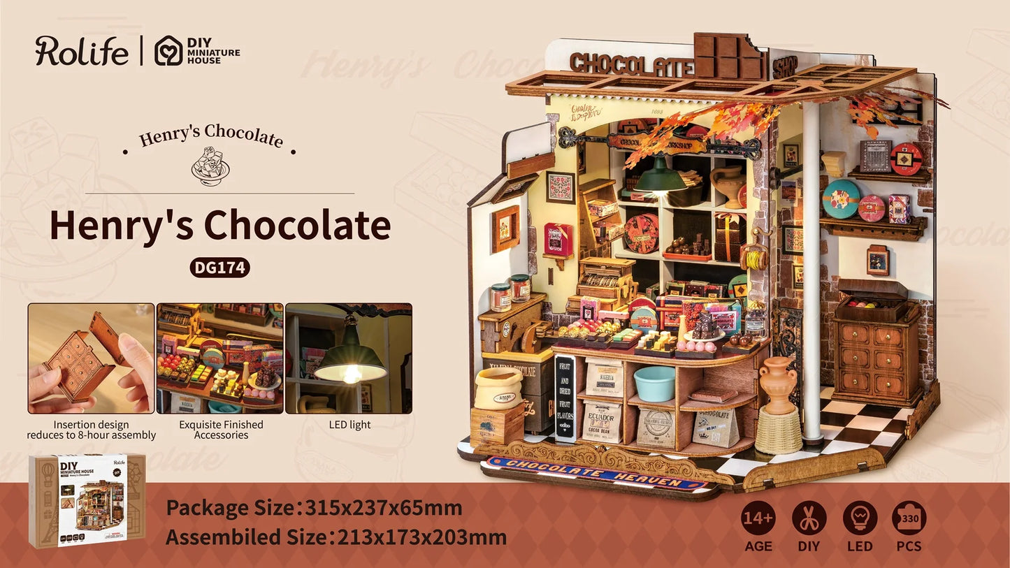 ROBOTIME “Chocolate Shop” – DIY 3D Wooden Dollhouse Kit