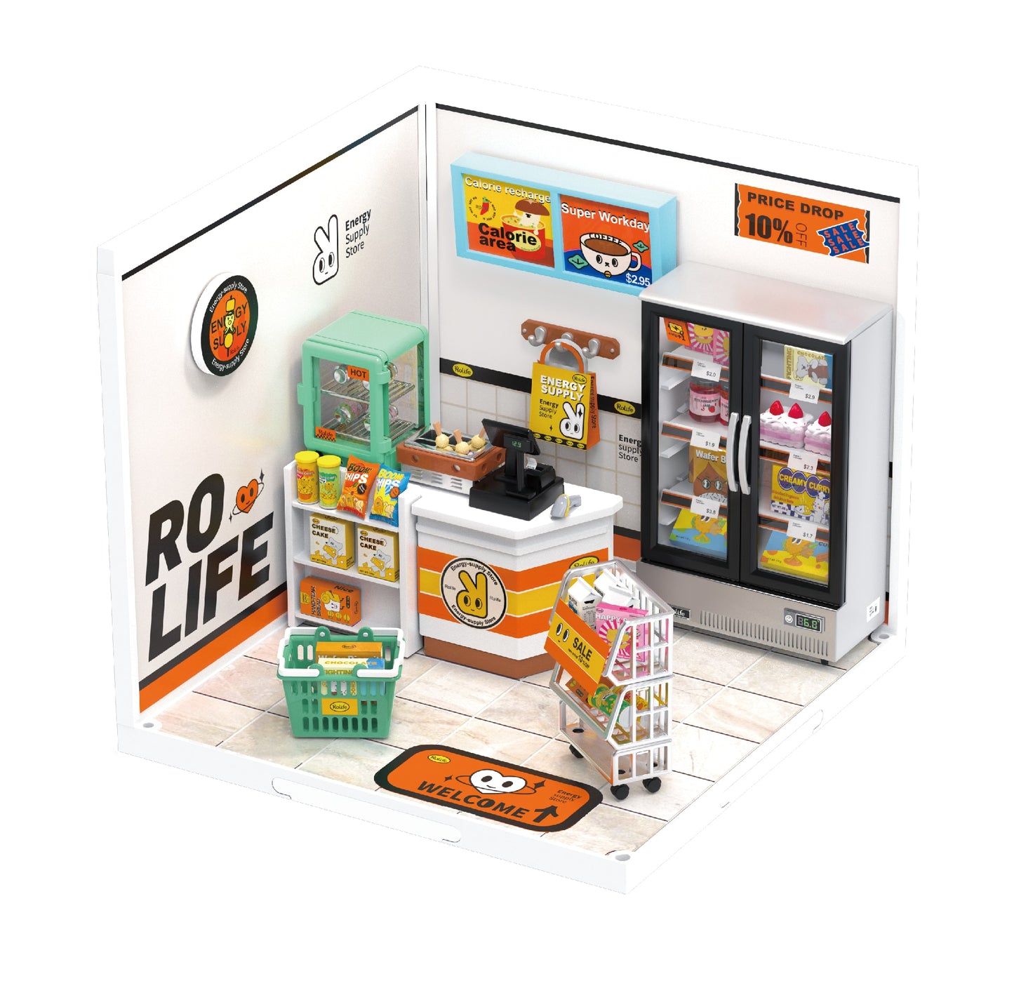 Super Creator Daily Plastic DIY Miniature House Cafe Supply Store Building Block Sets.