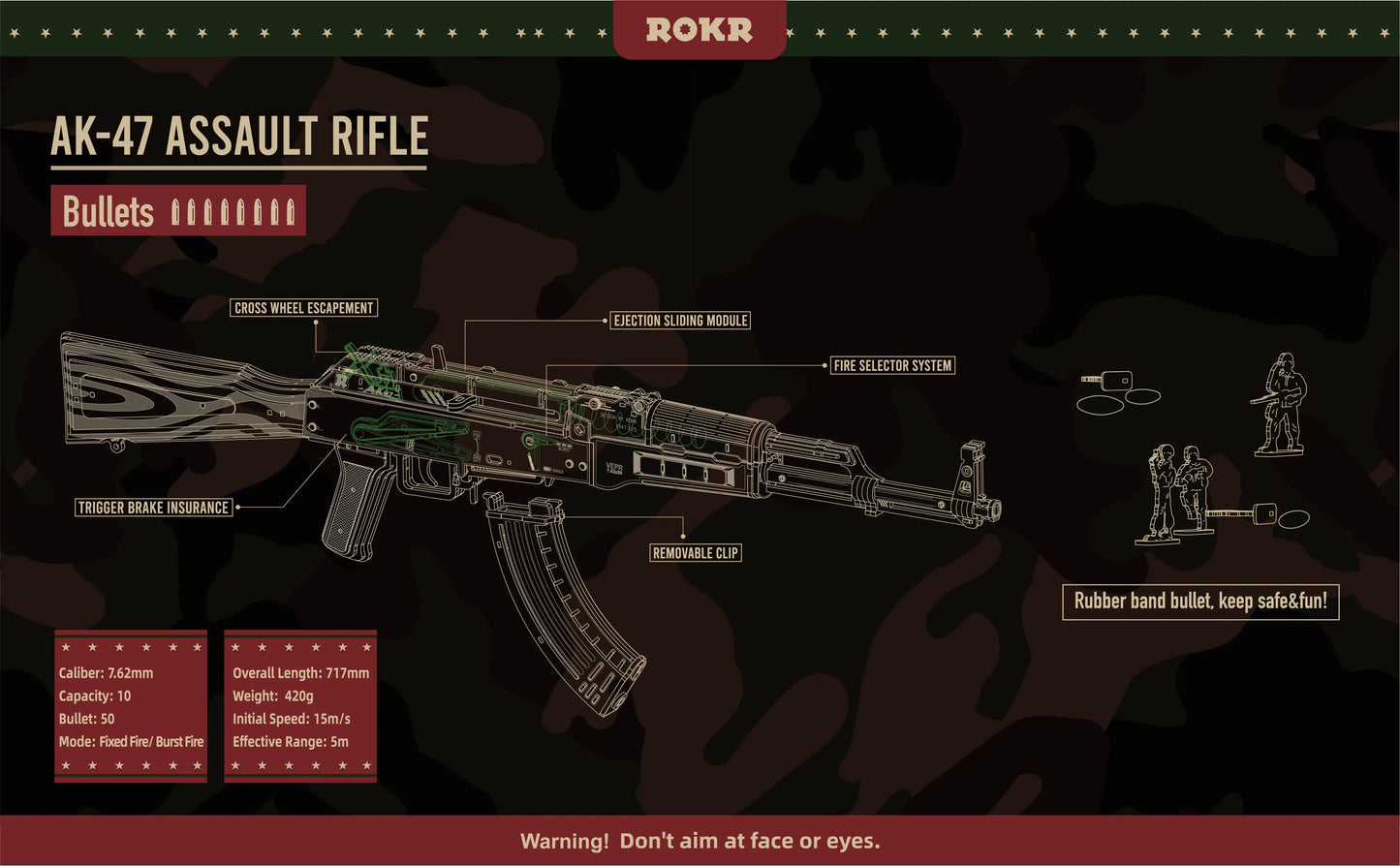 3D Wooden Puzzle Gun Automatic Rifle AK47 DIY