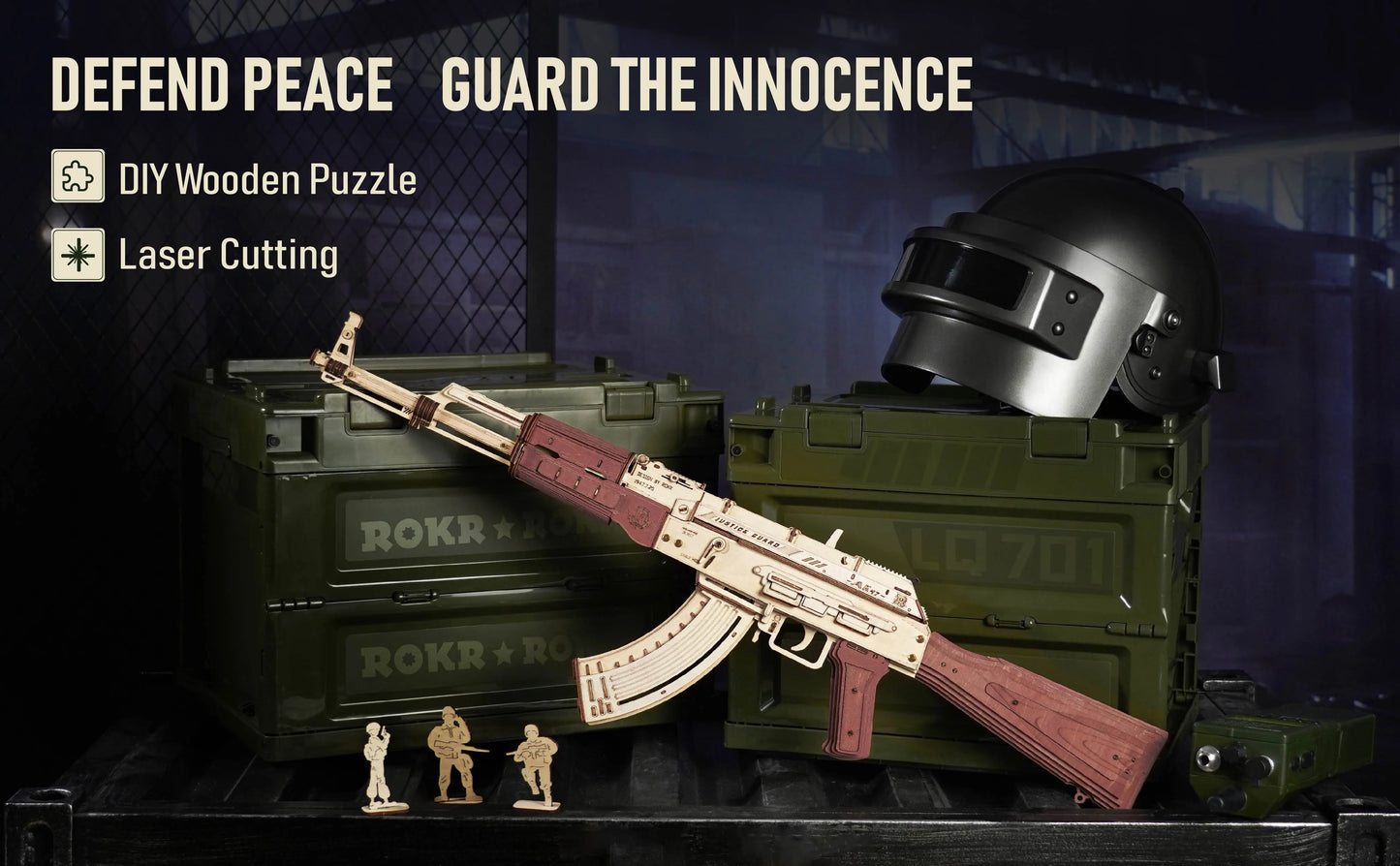 3D Wooden Puzzle Gun Automatic Rifle AK47 DIY