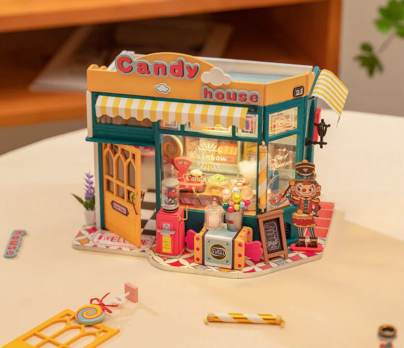 Dollhouse Rainbow Candy House Miniature House for Kids DIY KIT