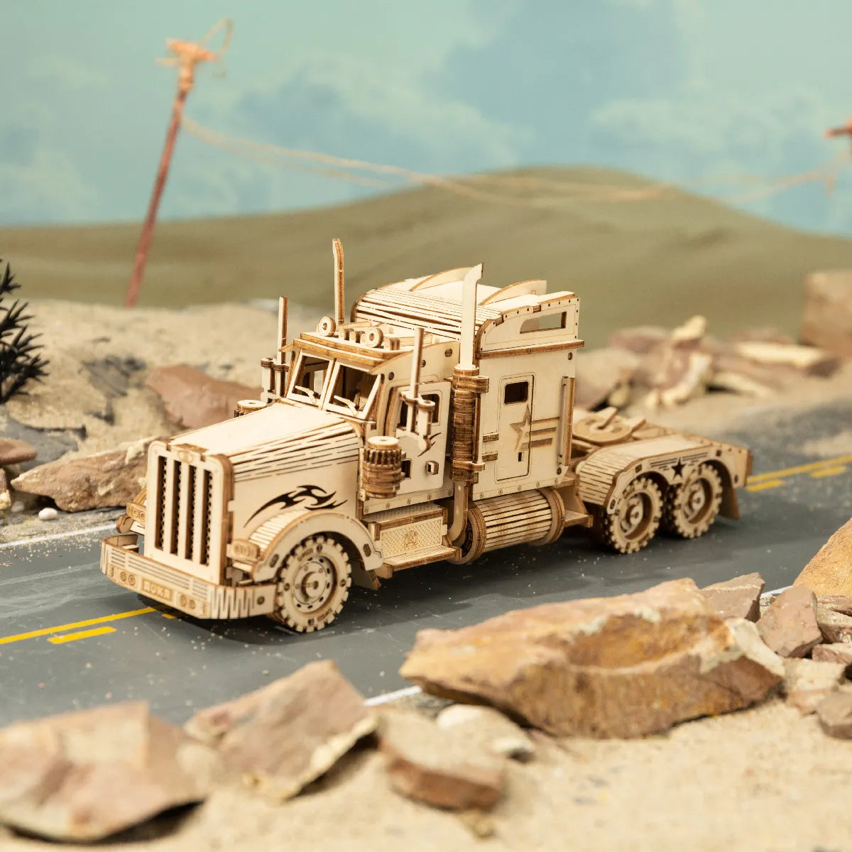3D Wooden Puzzle Movable Steam Train Car Jeep DIY Model Kit