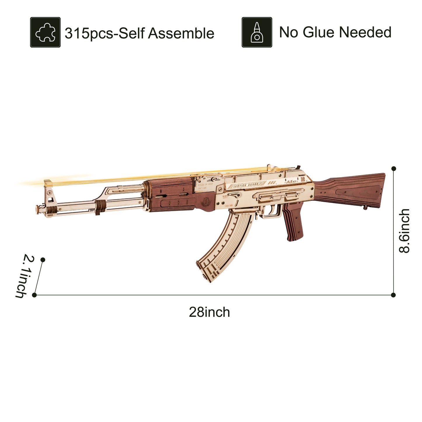 3D Wooden Puzzle Gun Automatic Rifle AK47 DIY