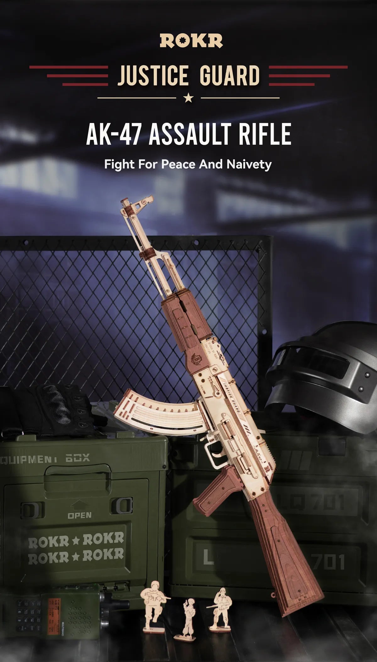 3D Wooden Puzzle Gun Automatic Rifle AK47 DIY
