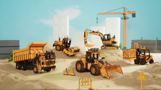 Build & Play: Engineering Vehicle Building DIY 3D Wooden Puzzle Toy Set