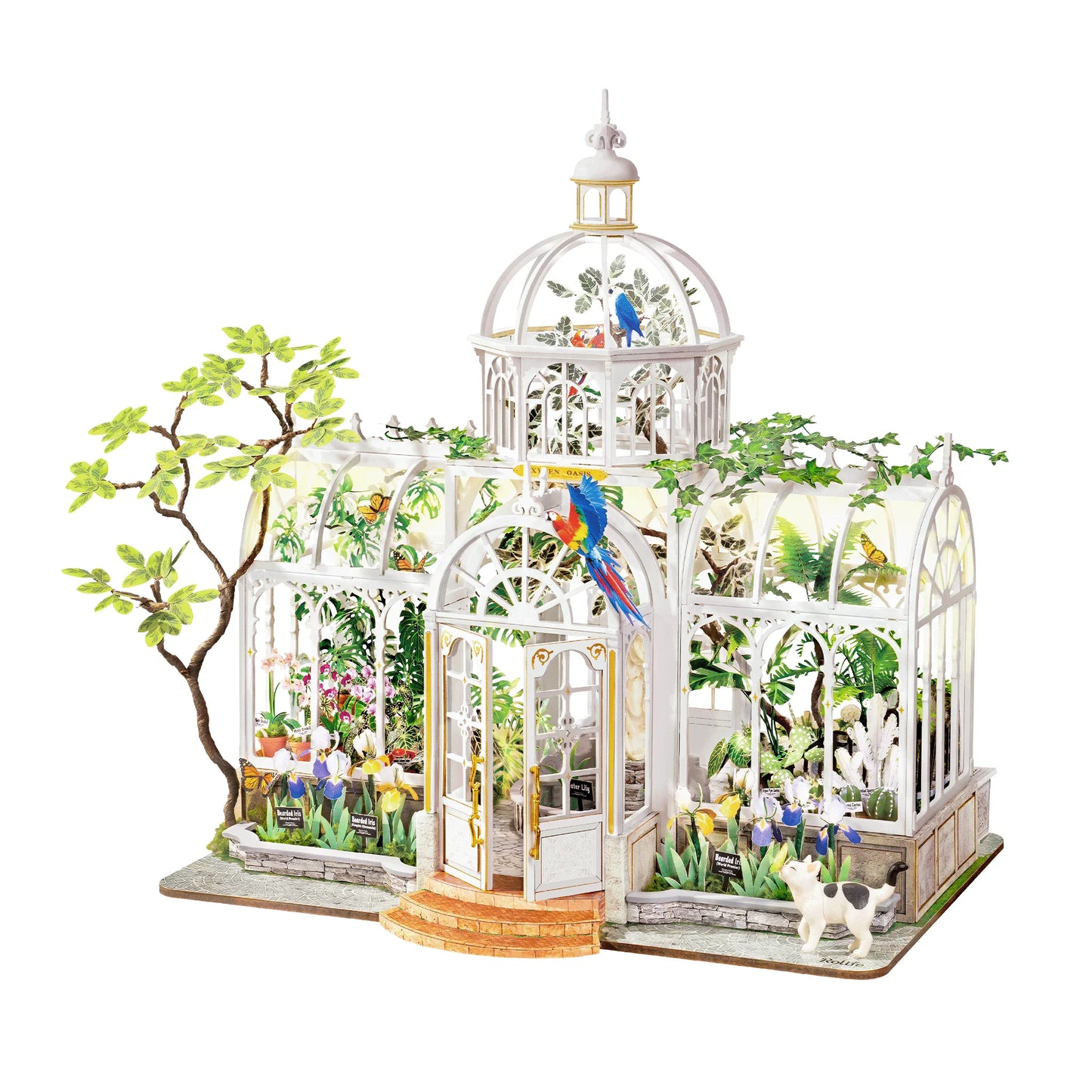 ROLIFE Oxygen Oasis Miniature Greenhouse – DIY Miniature House Kit with European Glass Dome, Plant-Themed Decor & Gift for Teens