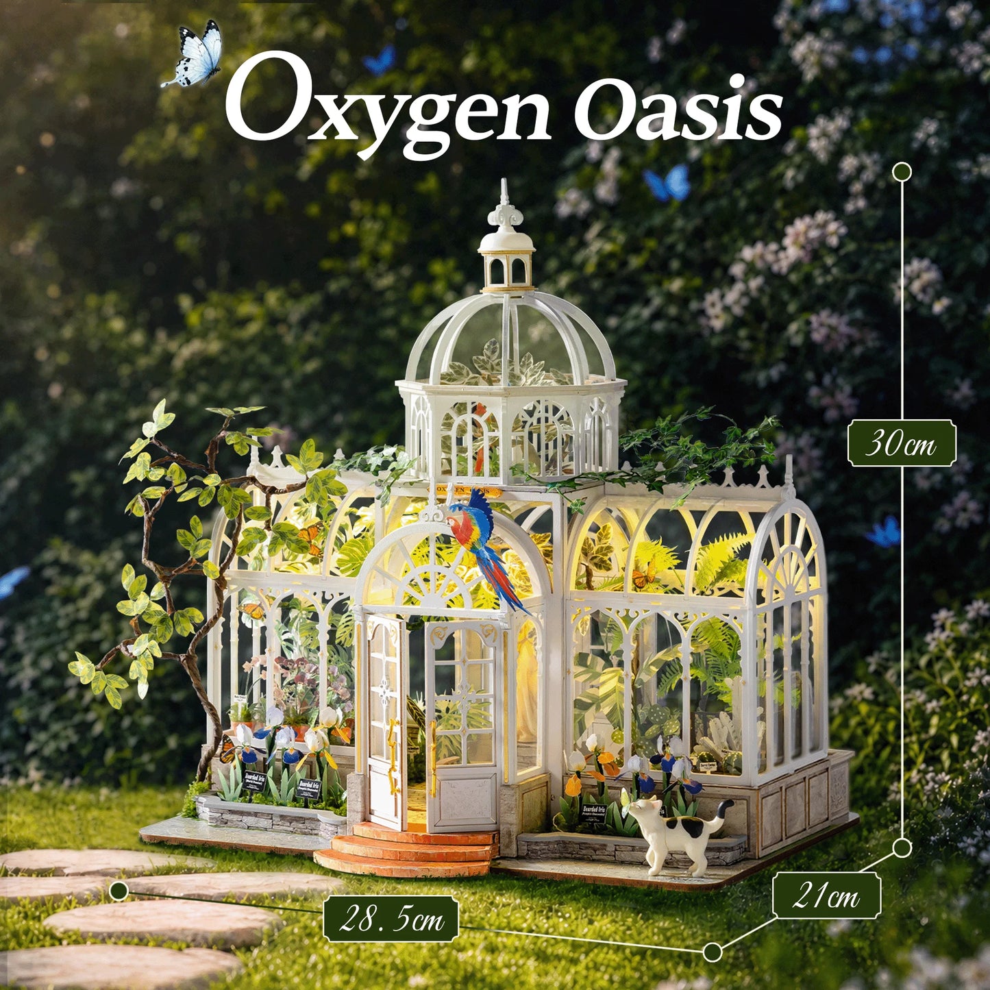 ROLIFE Oxygen Oasis Miniature Greenhouse – DIY Miniature House Kit with European Glass Dome, Plant-Themed Decor & Gift for Teens