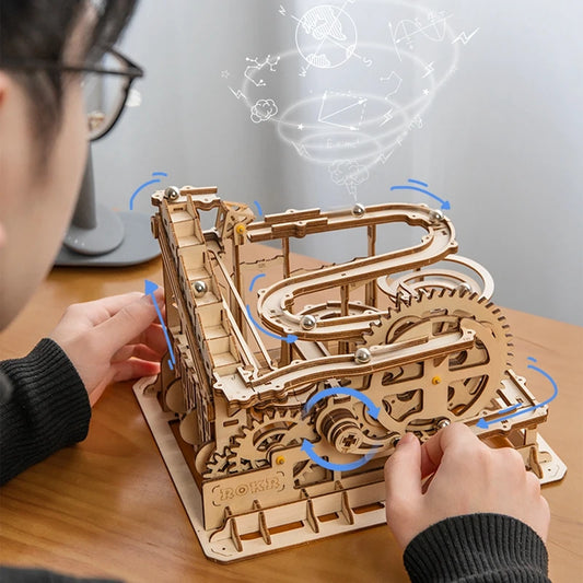 DIY Water Wheel 3D Wooden puzzle - Four Types of Marble Runs