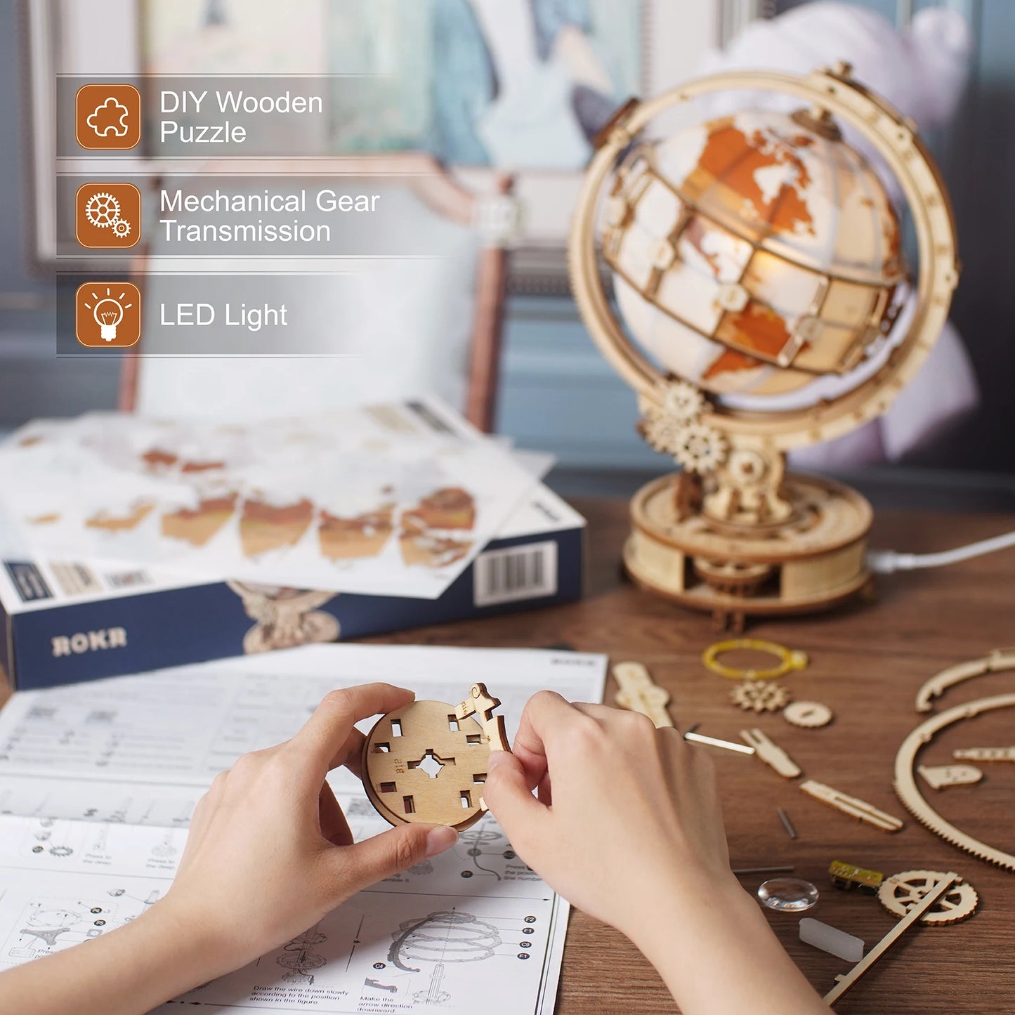 Enchanting 3D Wooden Globe Puzzle Light: Unleash your Creativity