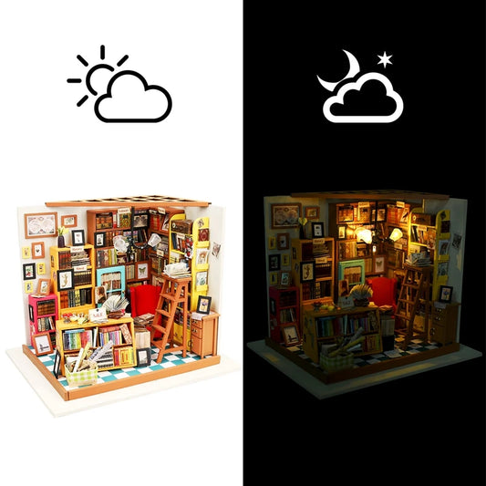 Sam`s Study Room DIY Miniature Wooden Dollhouse