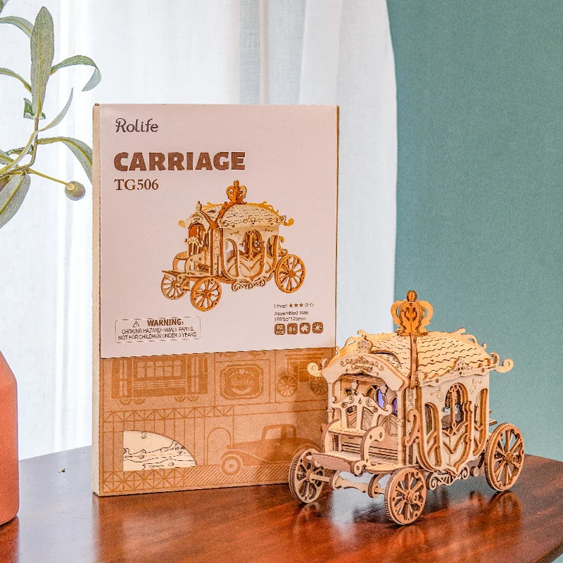 Vintage Car, Tramcar and Carriage - 3D Wooden Puzzle DIY Kit