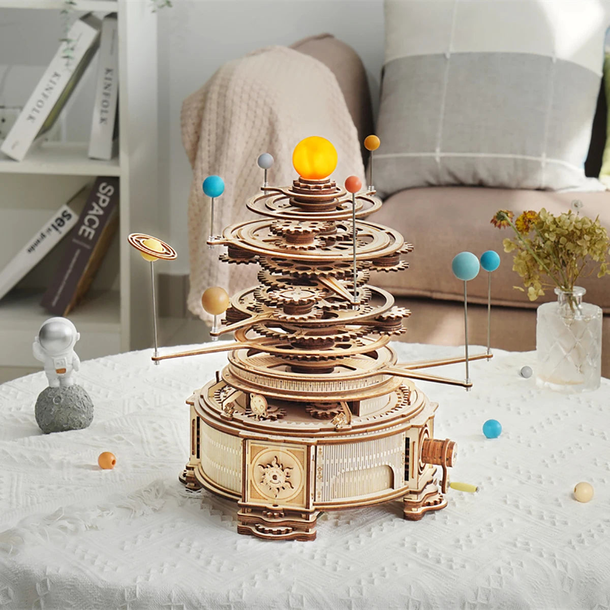 Mechanical Solar System model Rotatable DIY 3D Wooden Puzzles