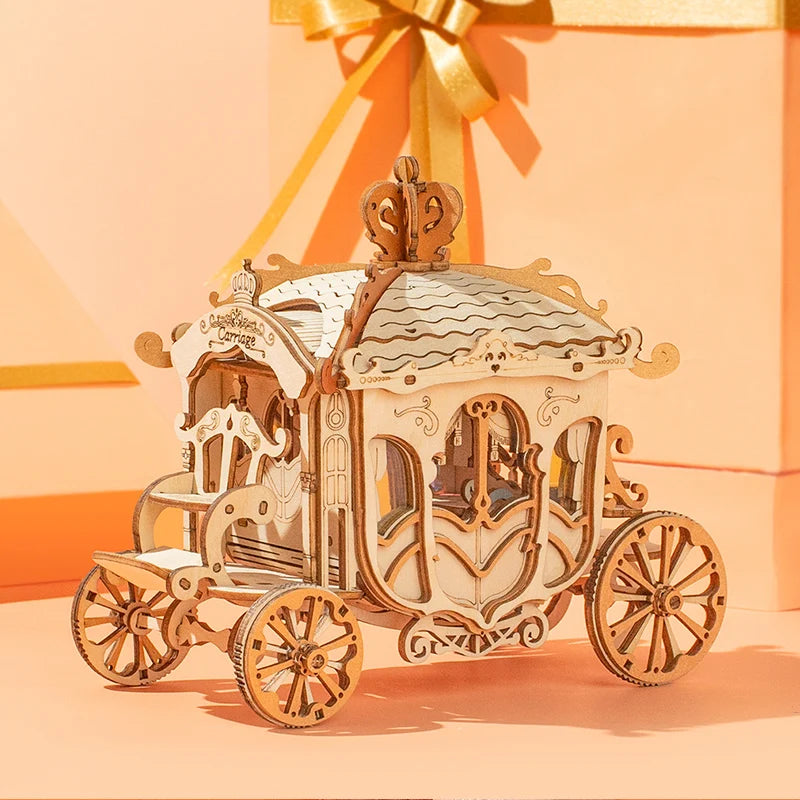 Vintage Car, Tramcar and Carriage - 3D Wooden Puzzle DIY Kit
