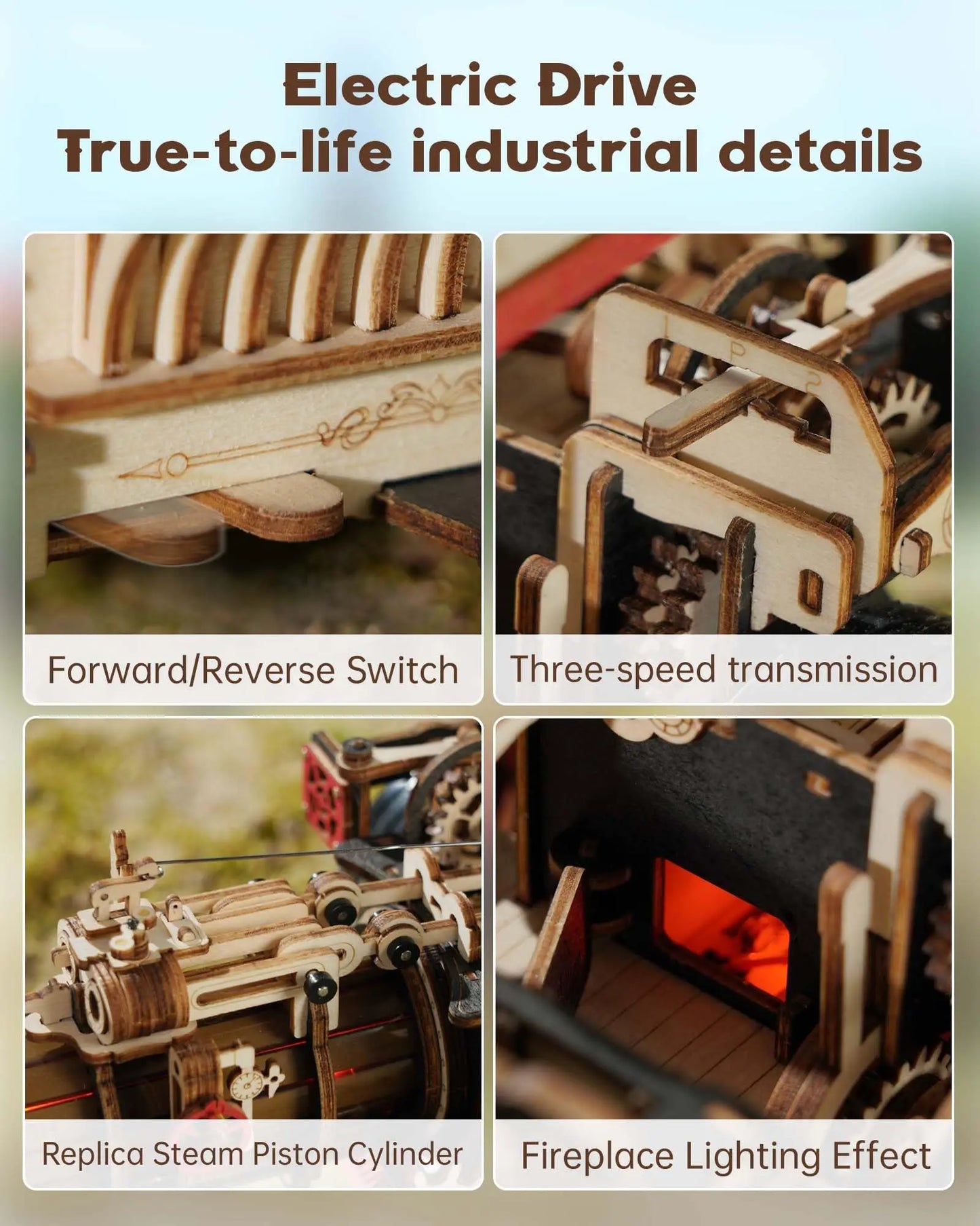 ROKR Tractor Locomotive 3D Wooden Puzzle - Steam Engine Model