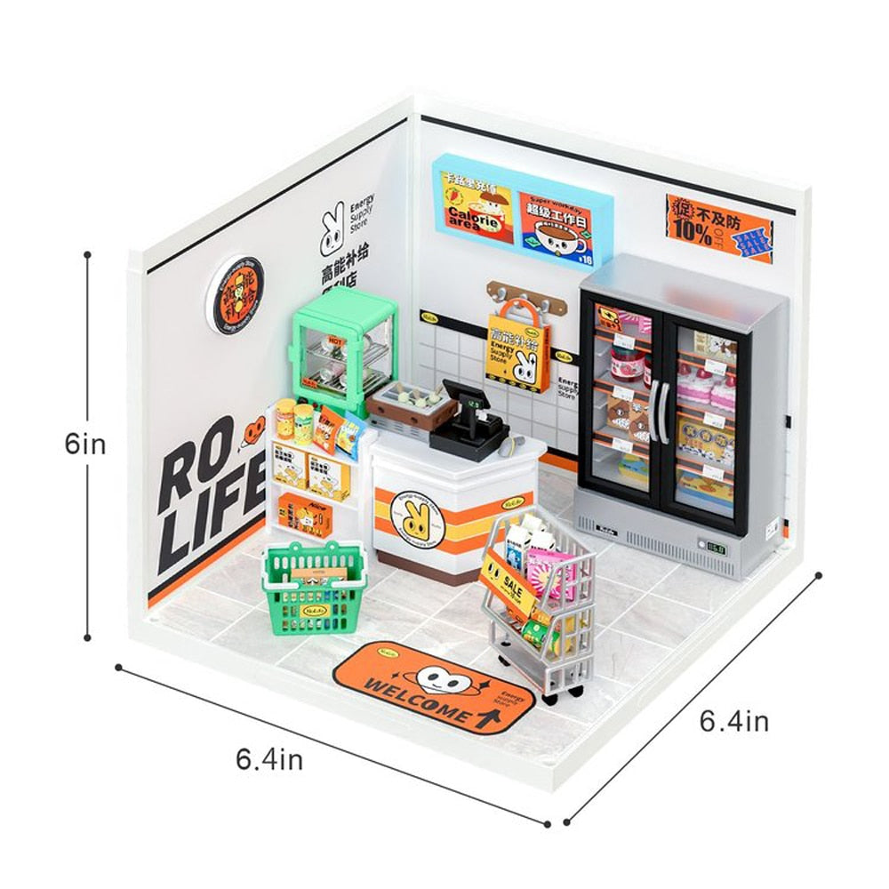 Super Creator Daily Plastic DIY Miniature House Cafe  Supply Store Building Block Sets.