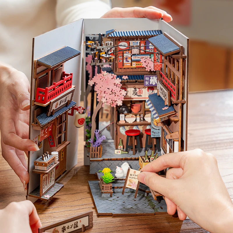 Rolife Sakura Wine Alley 3D DIY Wooden Book Nook Kit