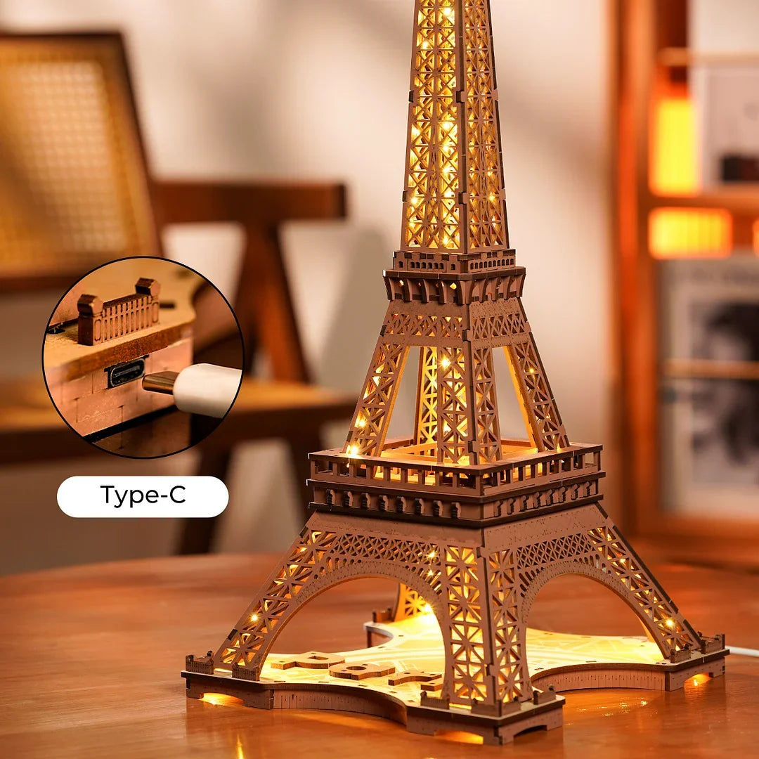 Night of the Eiffel Tower 3D Wooden Puzzle  Miniature