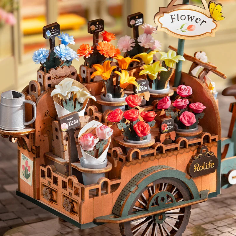DIY Blossom Cart: 3D Wooden Puzzle